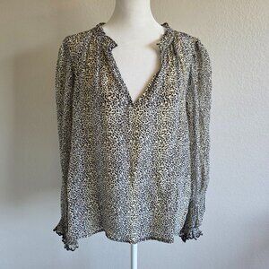 Velvet by Graham & Spencer‎ Blouse Leopard Print Popover Oversize Size Small